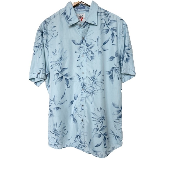 Marti Kat Men's XL Blue Floral Short Sleeve Button-Up Shirt Modal Casual Summer - Picture 1 of 10
